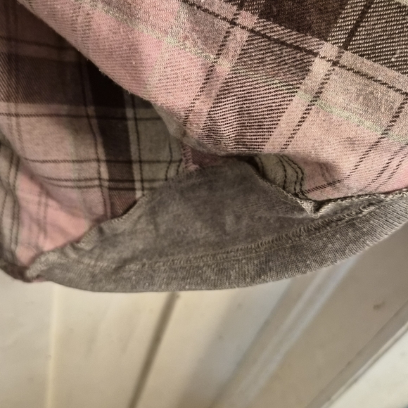 Pink and Brown Plaid Button-Up Shirt - Picture 4 of 7